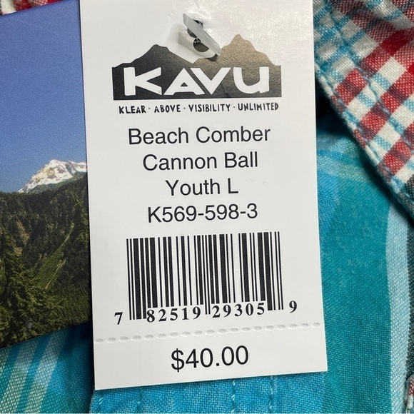 Kavu blue red plaid button down shirt youth large NWT - Picture 6 of 7